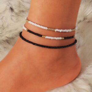 3pcs_set Bohemian Colorful Beaded Anklets For Women
