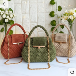 CrochetTop Handle Statement Bag