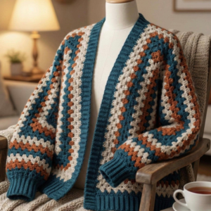 HexagonGranny Stitch Crochet Cardigan (2)