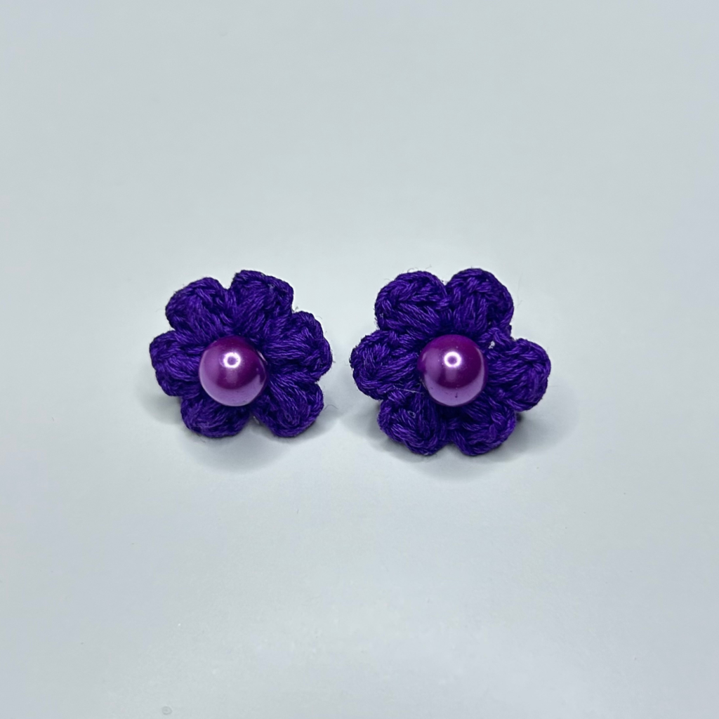 Purple Flower crochet Earrings